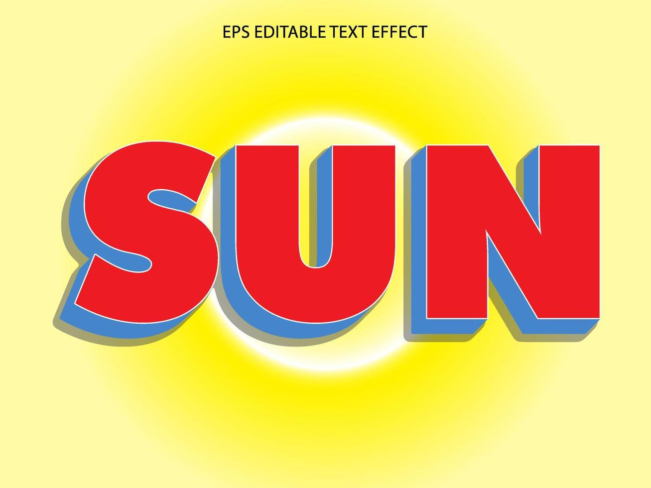 redigerbar 3d text effekt, text effekt stil, Sol redigerbar text effekt mall vektor