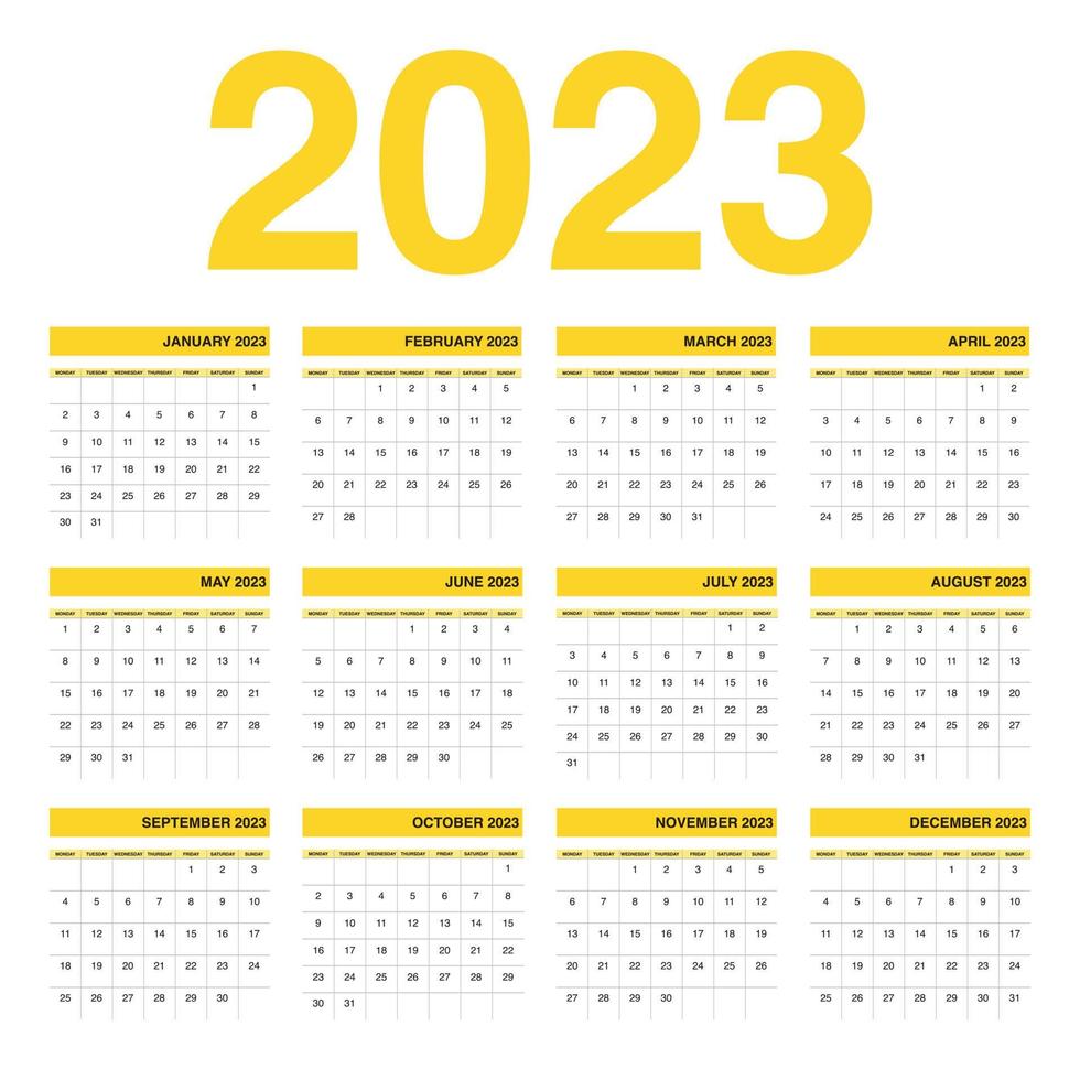 kalender årlig 2023 i platt design. vektor illustration