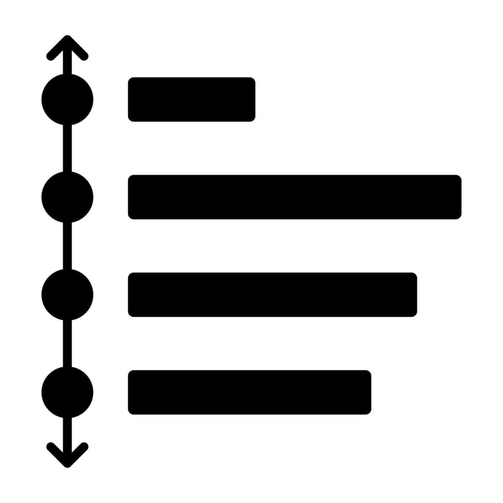 ein Glyphen-Design-Symbol eines horizontalen Balkendiagramms vektor