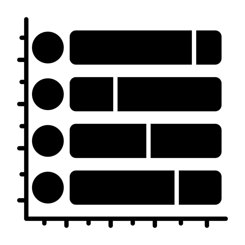 Glyph-Design-Ikone des horizontalen Balkendiagramms vektor