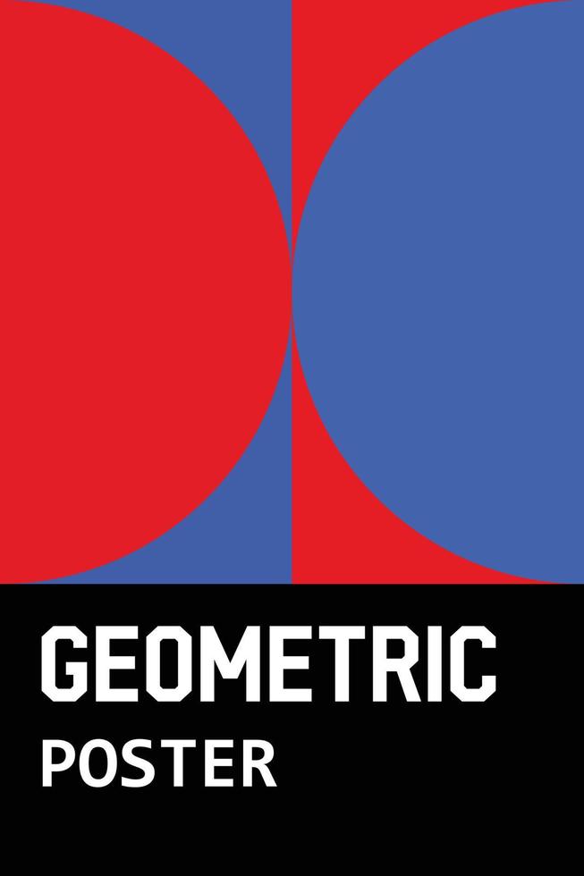 geometrisches Poster im Hochformat. abstraktes plakat mit kreismuster in blauen und roten farben. bearbeitbares Geometrie-Hintergrundbild. kann für Buchcover-Illustrationen verwendet werden vektor