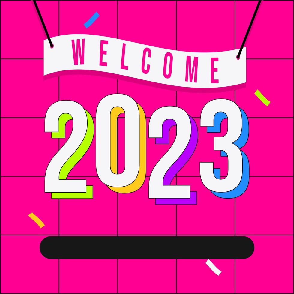 social media mall Välkommen 2023 text logotyp med modern stil vektor