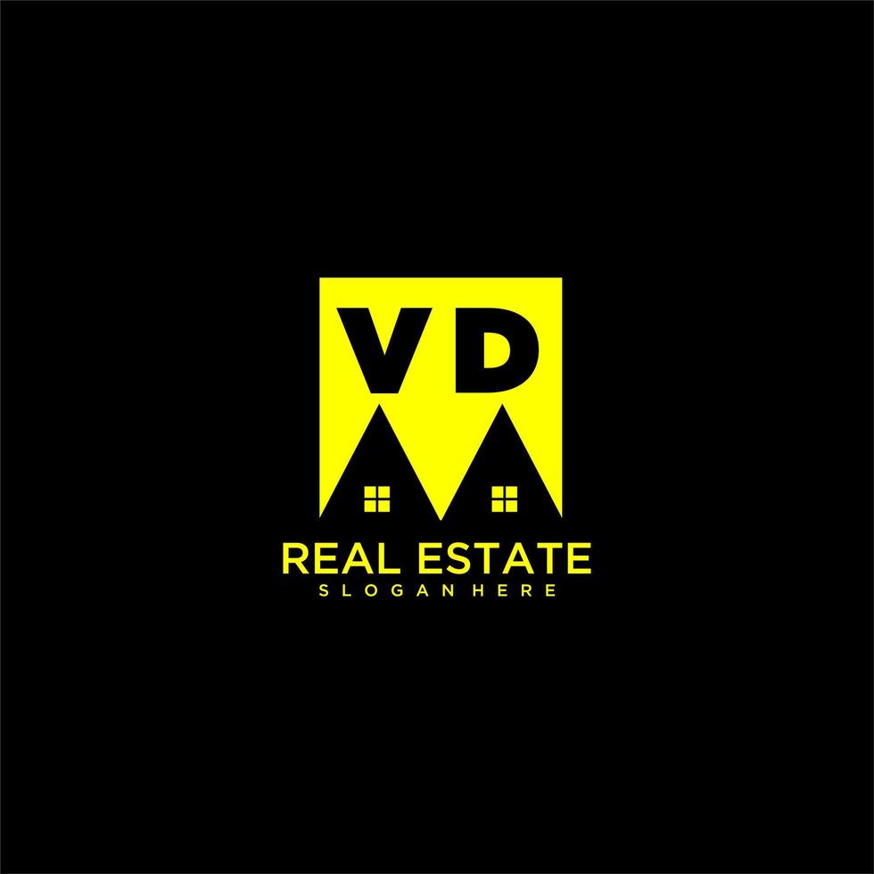 vd Anfangsmonogramm-Logo-Immobilien im quadratischen Design vektor