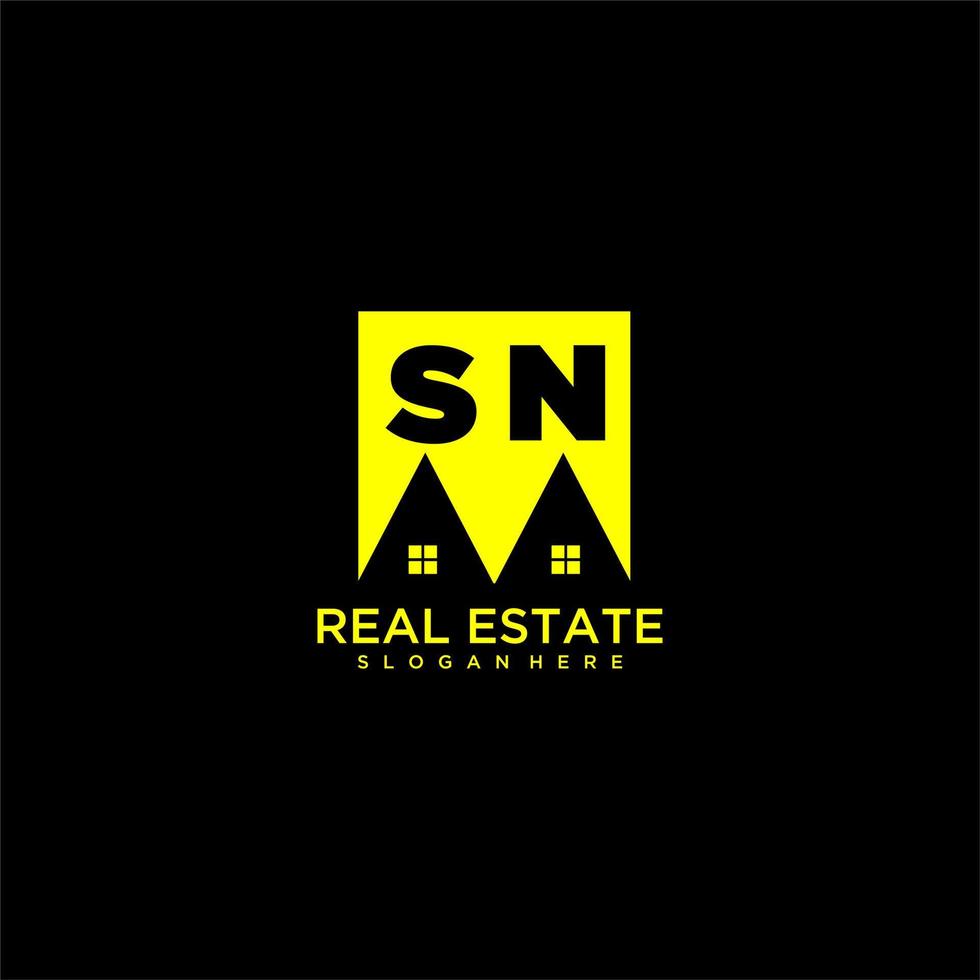 sn Anfangsmonogramm-Logo-Immobilien im quadratischen Design vektor