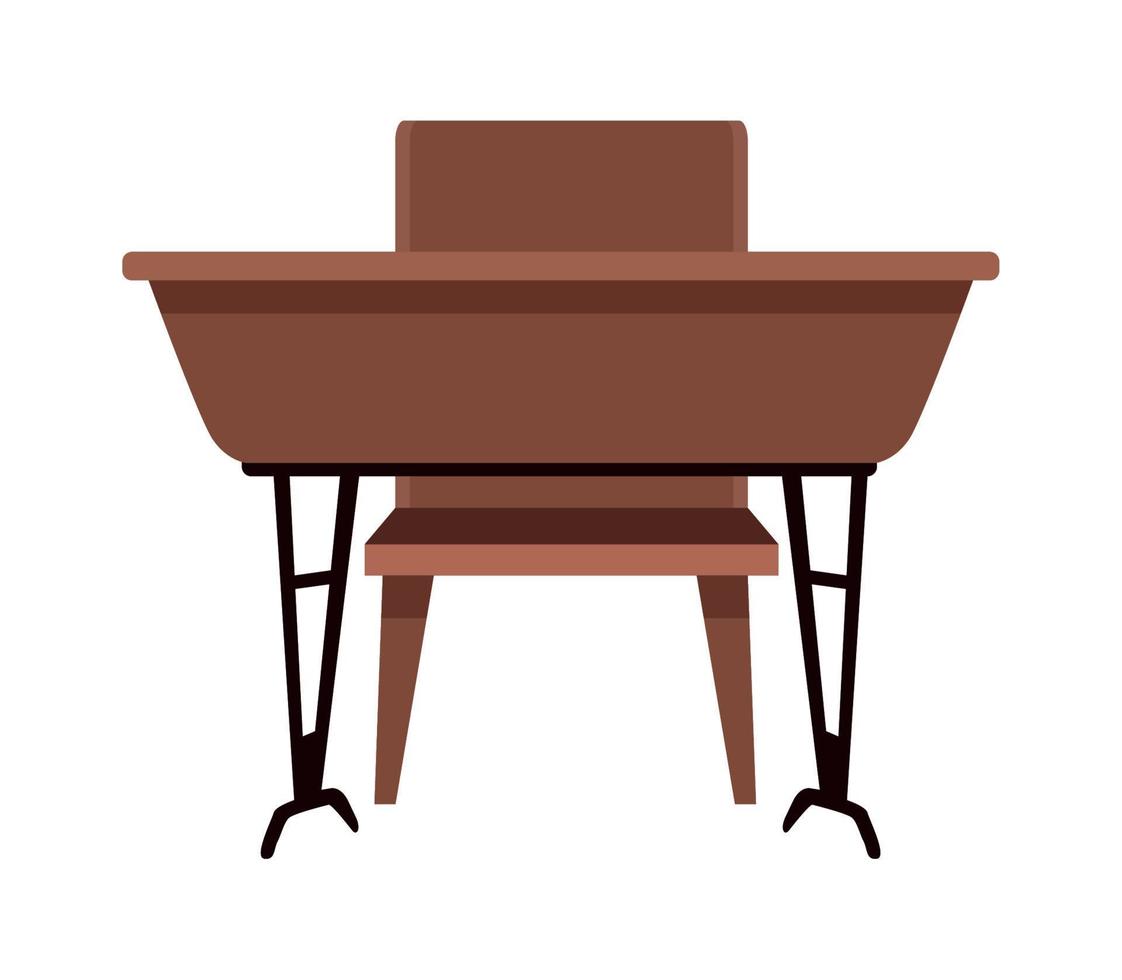 trä- skola skrivbord främre vektor