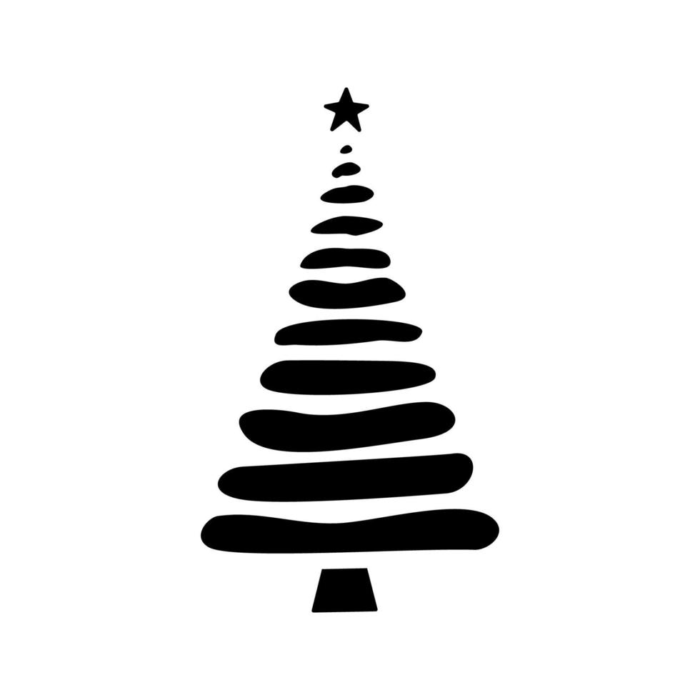 flache handgezeichnete weihnachtsbaum-silhouette-illustration vektor