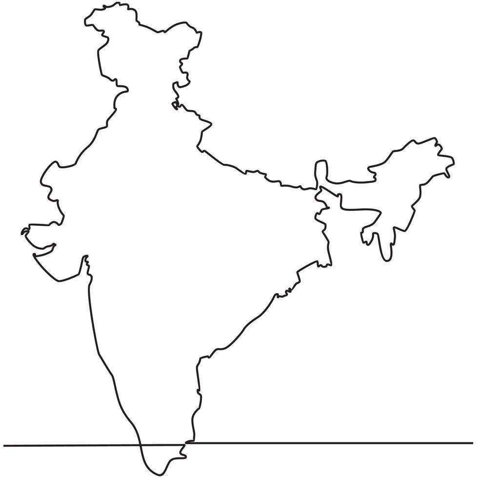 kontinuierliche Linienzeichnung der Karte Indien Vektorlinie Kunstillustration vektor