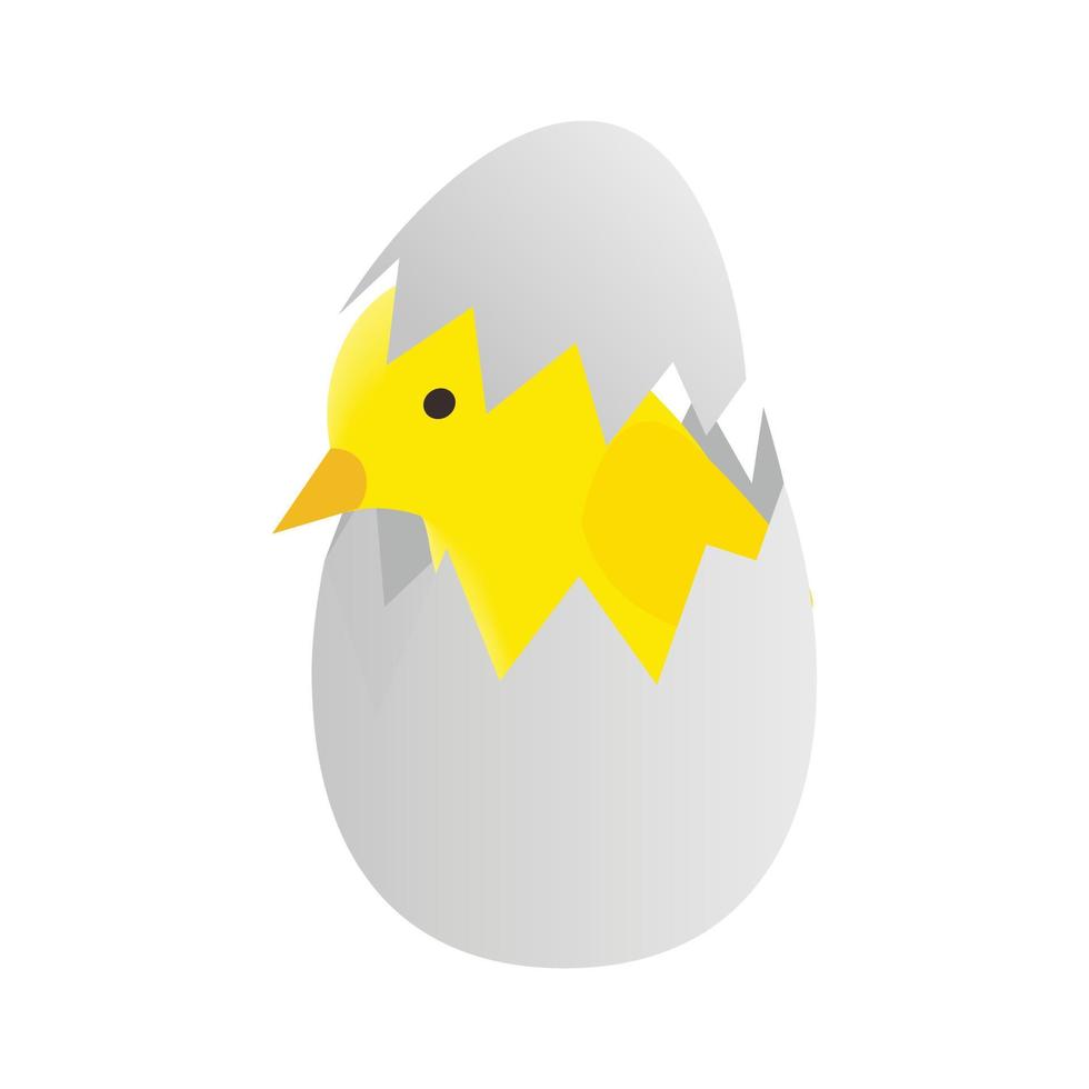 Gelbes neugeborenes Huhn, das aus einem Ei-Symbol geschlüpft ist vektor