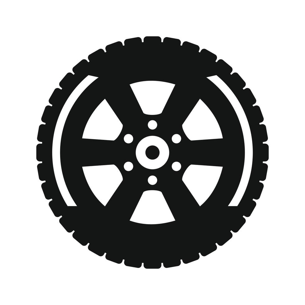 svart hjul platt ikon vektor
