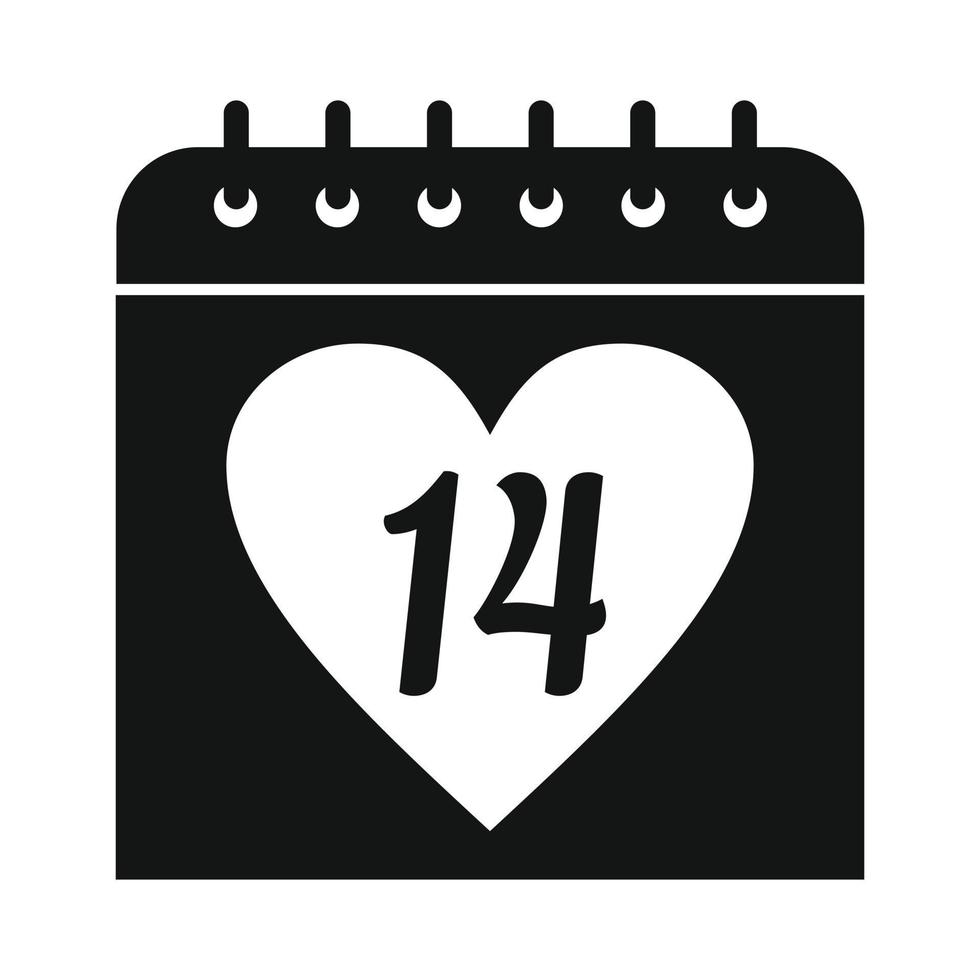 14 februari kalender enkel ikon vektor