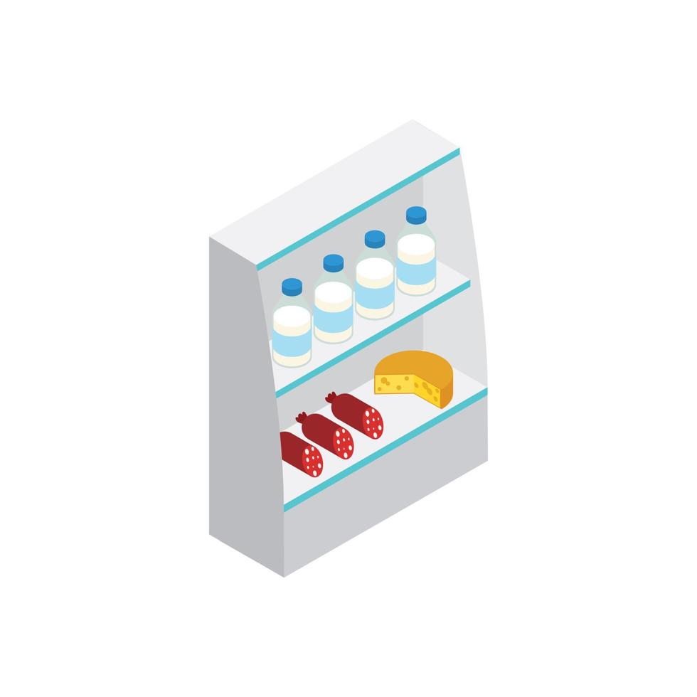 Produkter i mataffär kylskåp ikon vektor