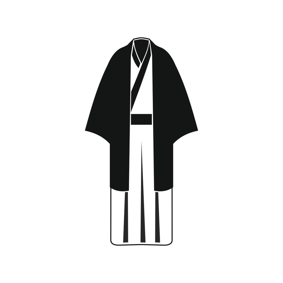 svart japansk kimono ikon, enkel stil vektor