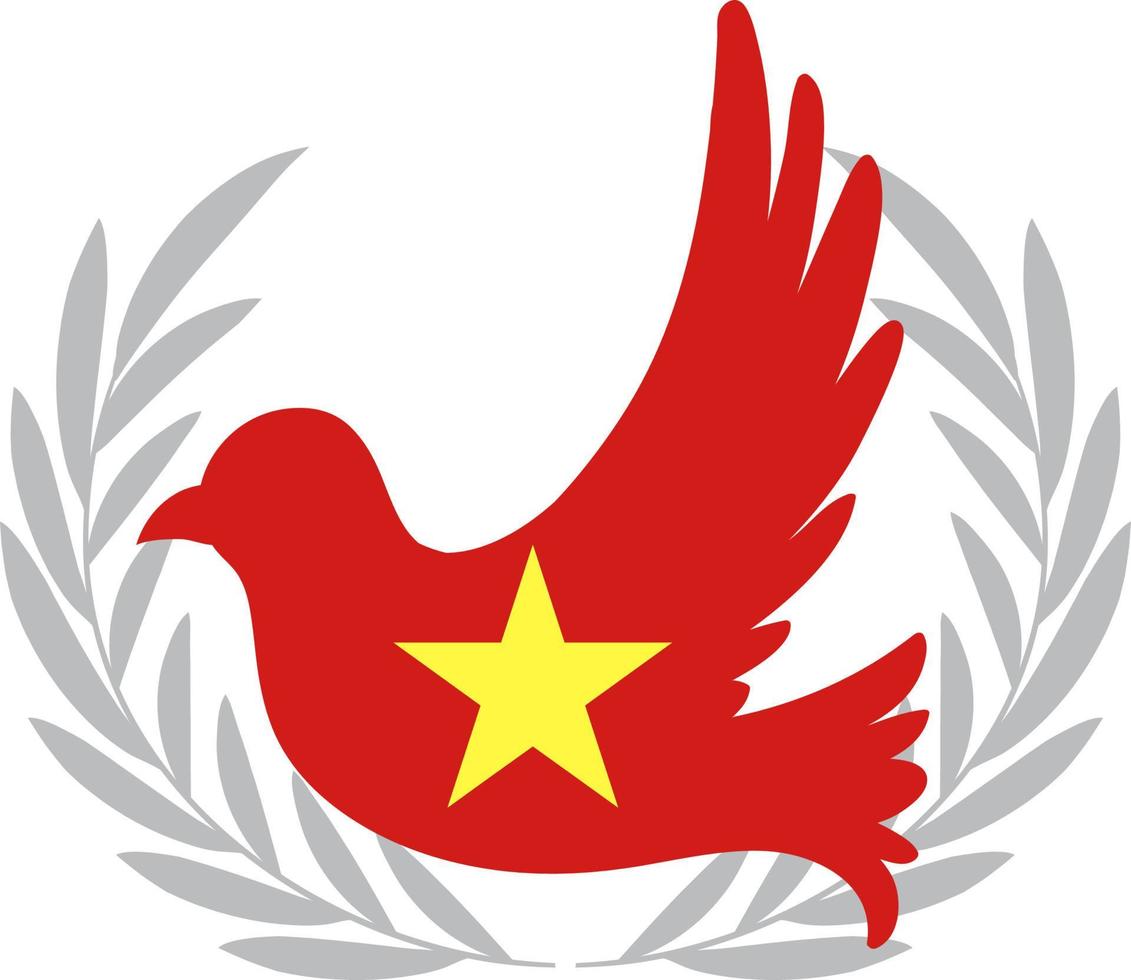 vietnam-flagge in taubenvogelform vektor