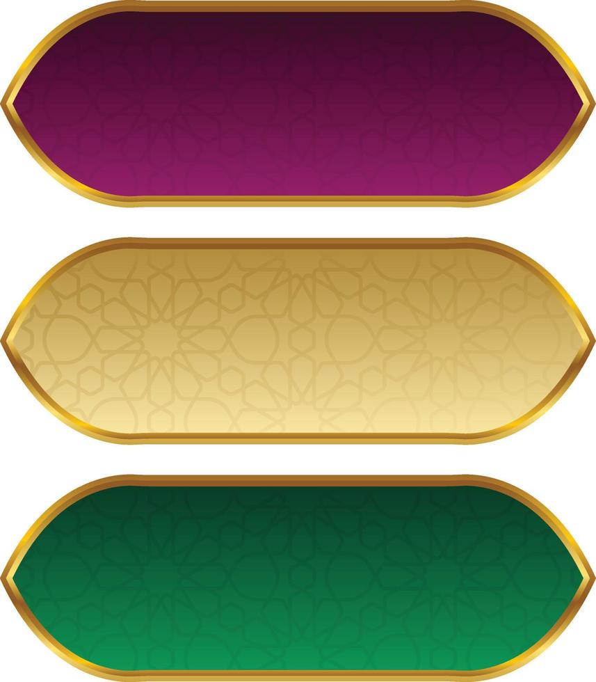 uppsättning av lyx gyllene arabicum islamic baner titel ram png transparent bakgrund guld text låda vektor design bilder