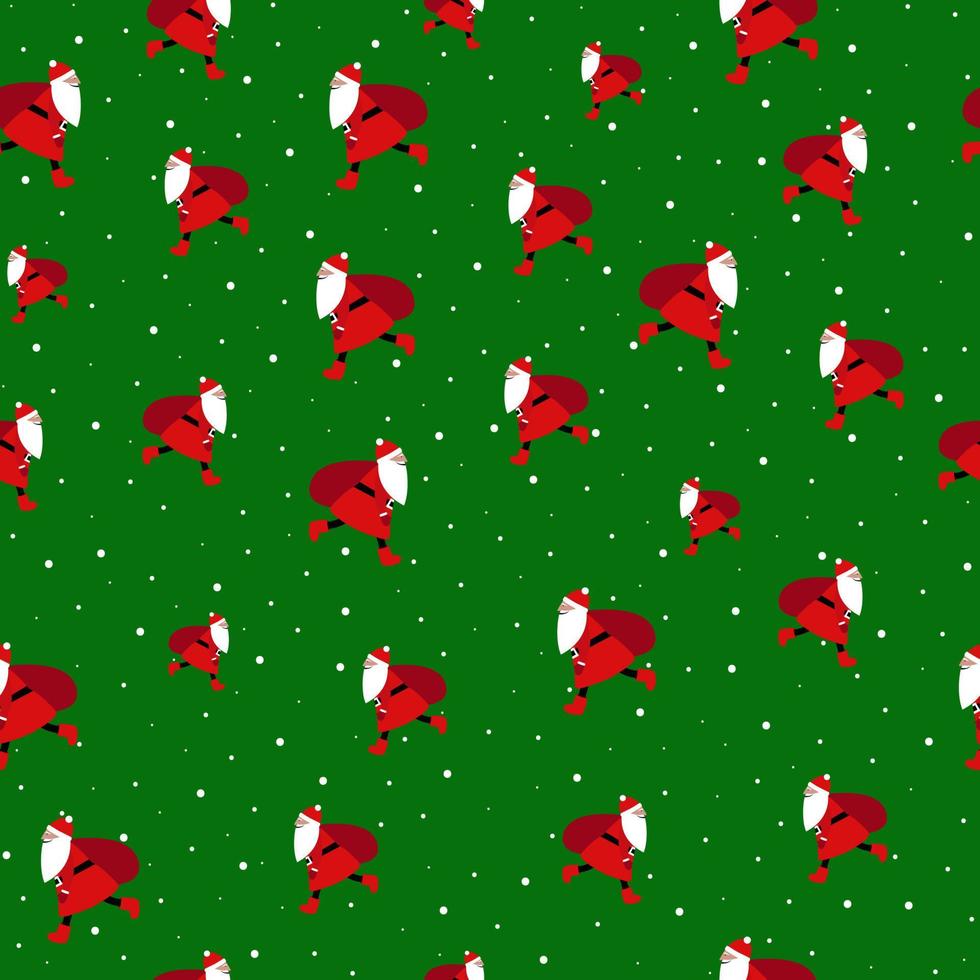 jul sömlös mönster med santa claus och snöflöde vektor