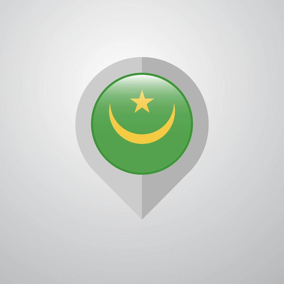 Kartennavigationszeiger mit Mauretanien-Flaggendesignvektor vektor