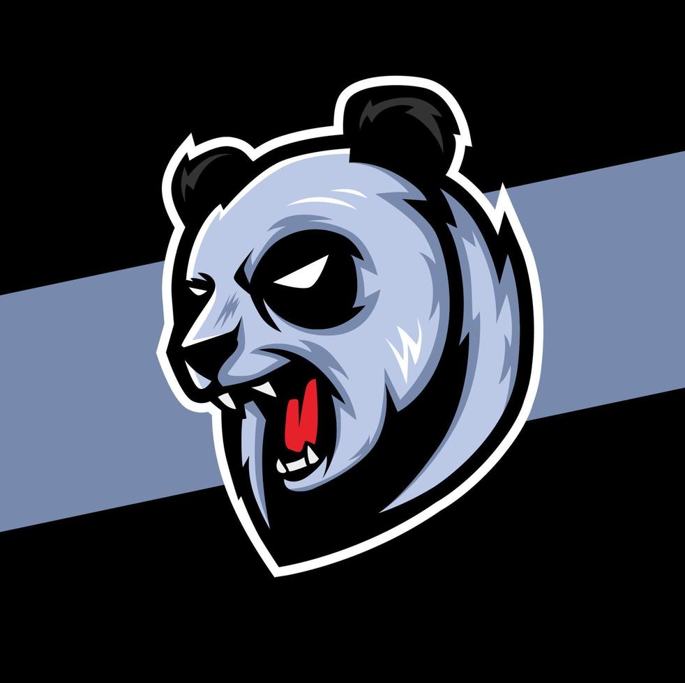 aggressiv panda huvud maskot e-sport logotyp karaktär design för sport och gamer logotyp vektor