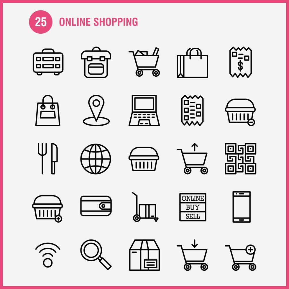 Shopping-Line-Icon-Pack für Designer und Entwickler Icons von Online-Kauf Verkauf Einkaufstasche Einkaufsseitenvektor vektor