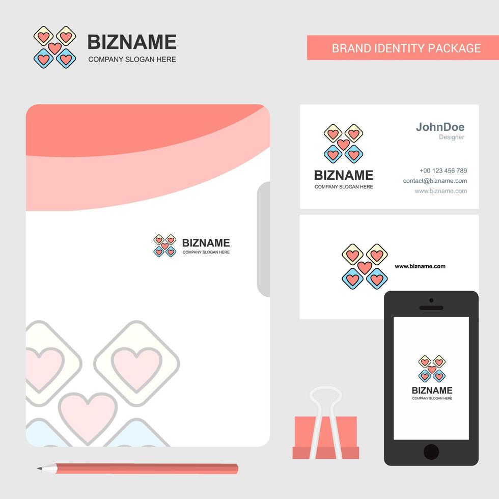 Herzen blockiert Business-Logo-Datei-Cover-Visitenkarte und mobile App-Design-Vektorillustration vektor