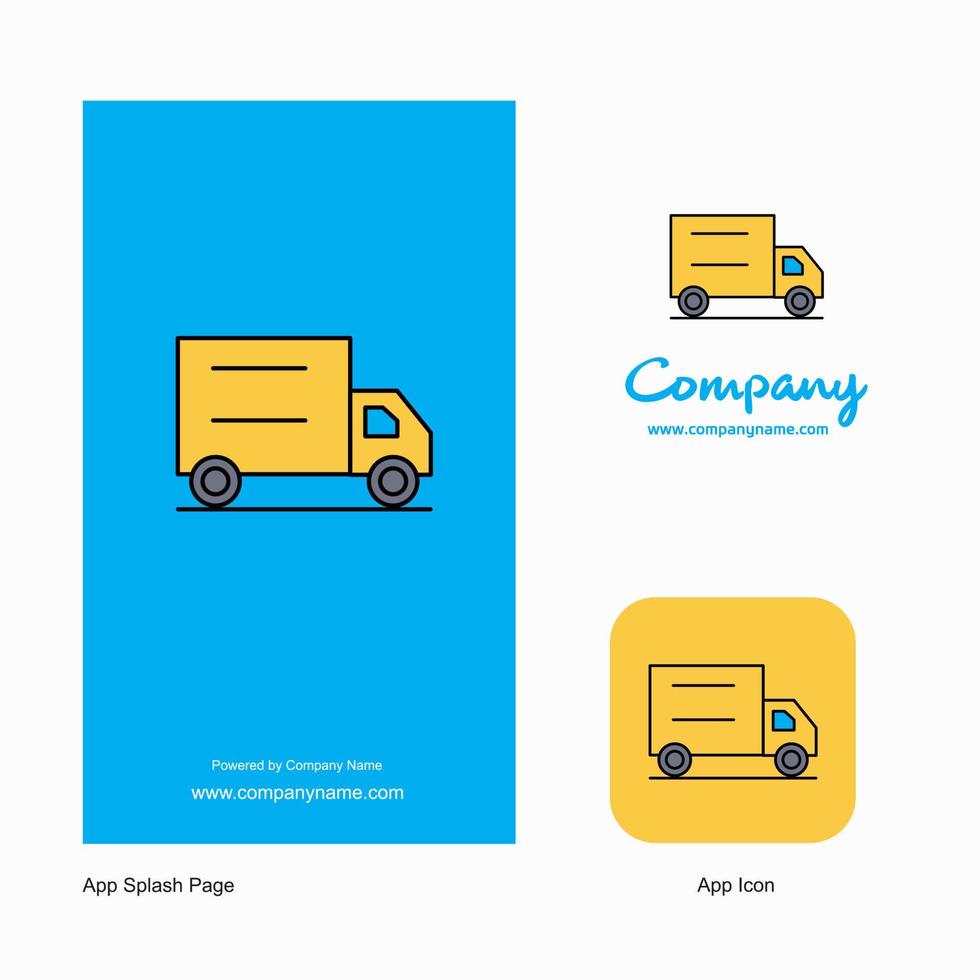 lastbil företag logotyp app ikon och stänk sida design kreativ företag app design element vektor