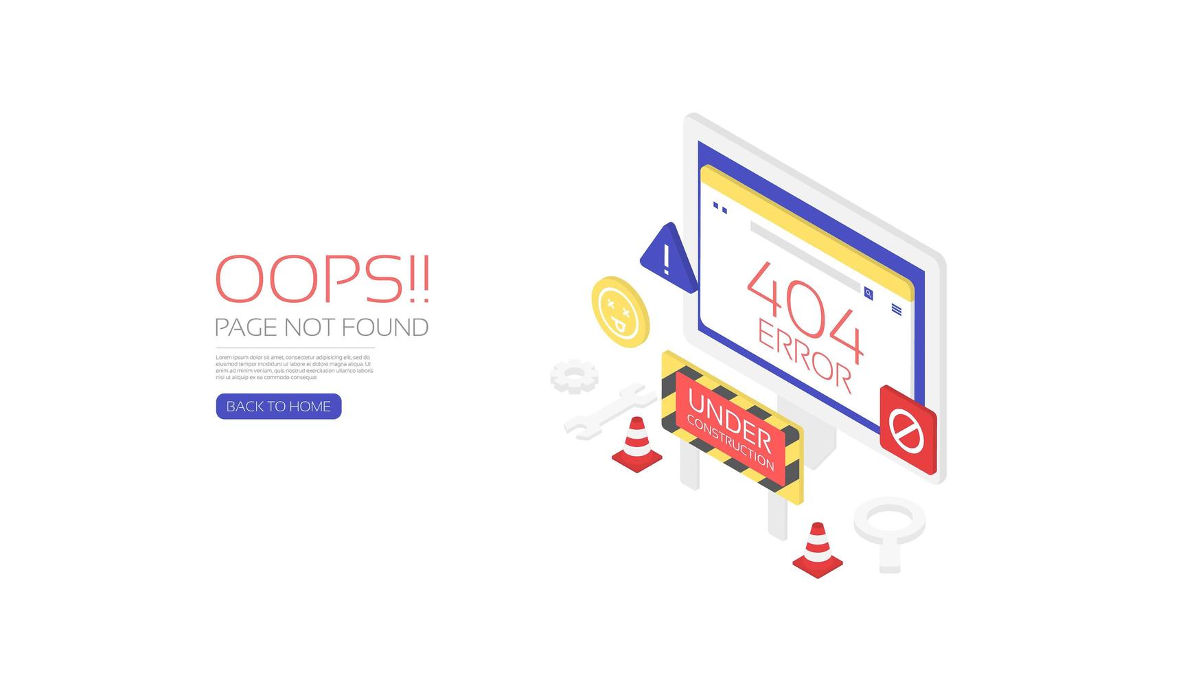 404 Fehlerseite Website-Vorlage Design vektor