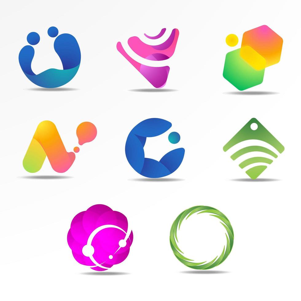 abstrakte Logo-Sammlung mit Farbverlauf vektor