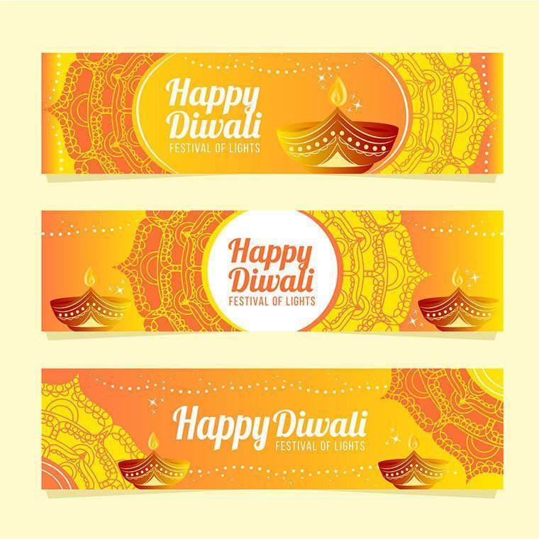 guld diwali festival banner mallar vektor