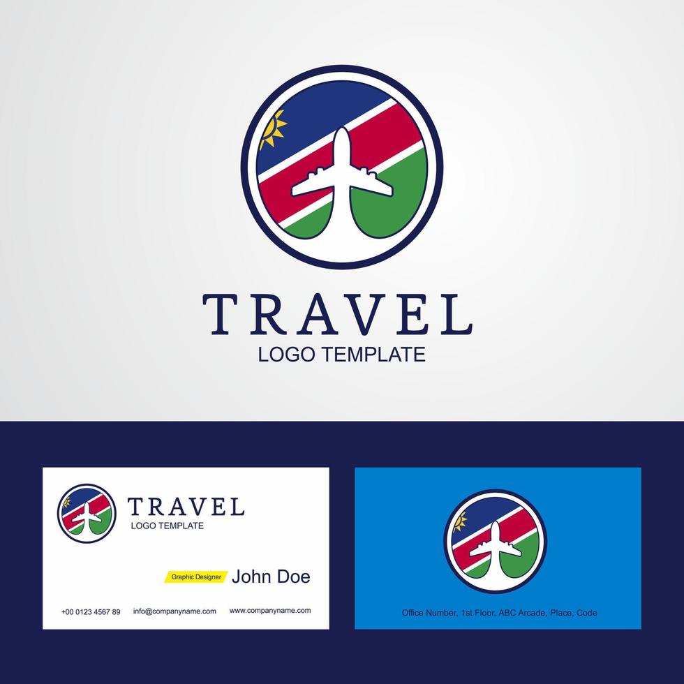 reise namibia kreatives kreisflaggenlogo und visitenkartendesign vektor