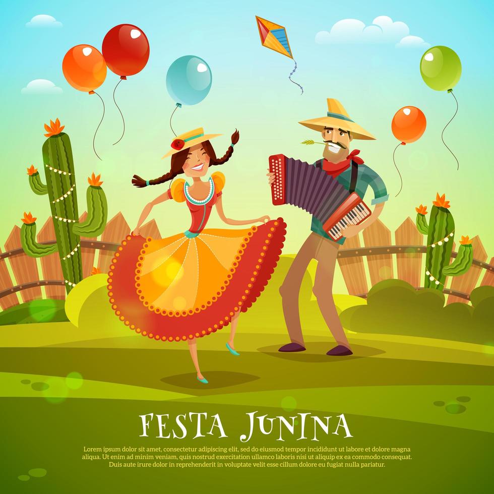 Cartoon Festa Junina Feier Vorlage Banner vektor