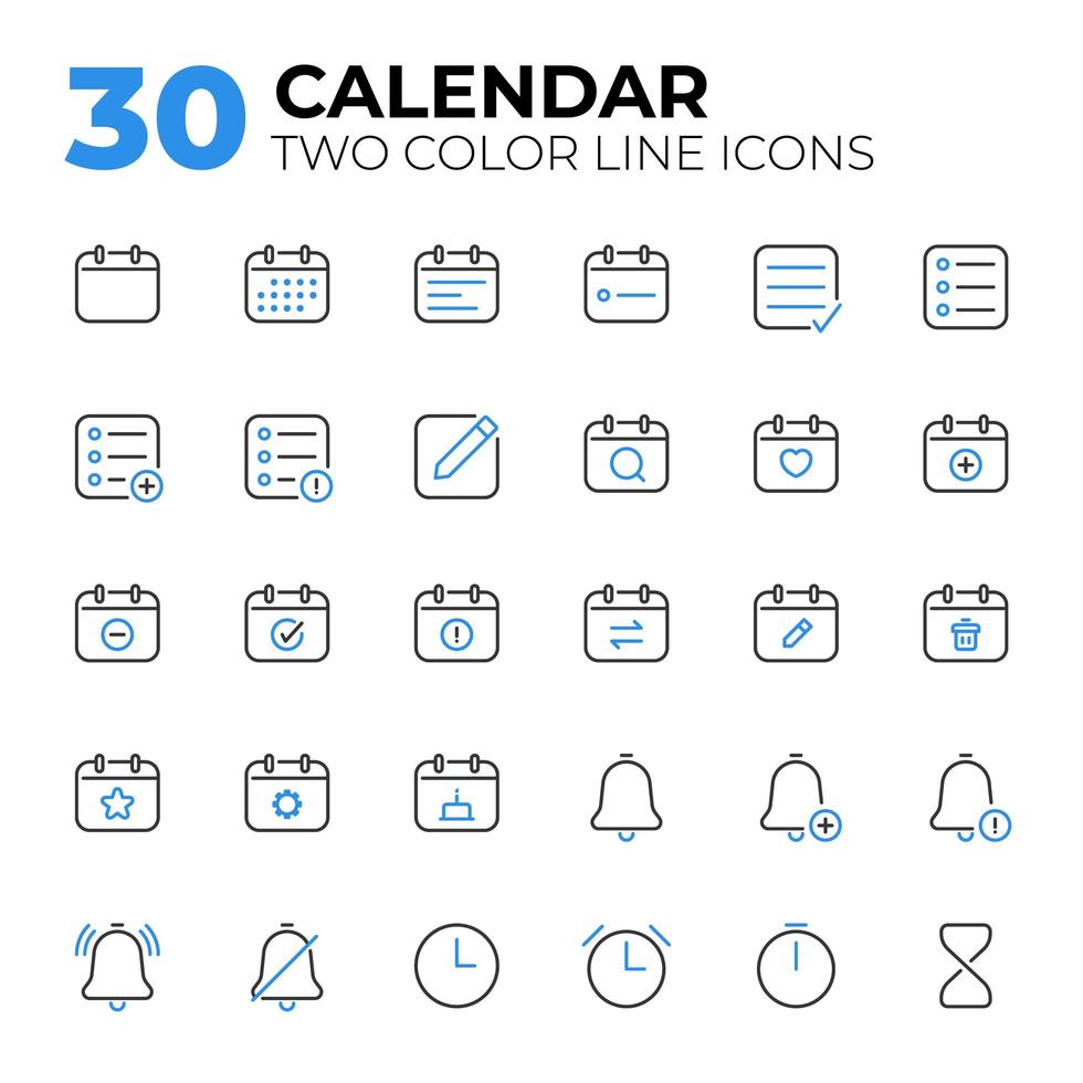 uppsättning kalender datum och tid ikoner vektor