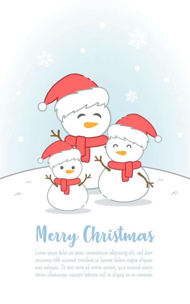 Weihnachtspostkartenschablone mit Schneemännern vektor
