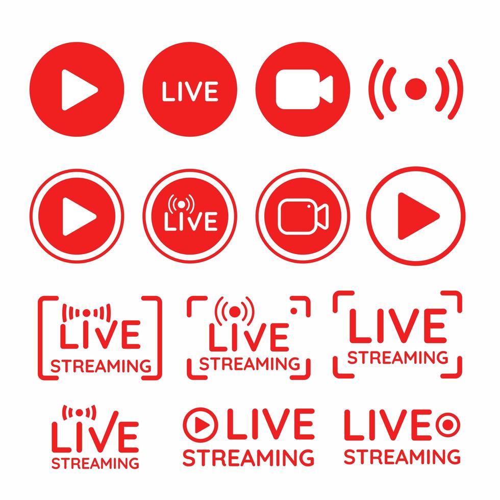 live streaming symbol set vektor