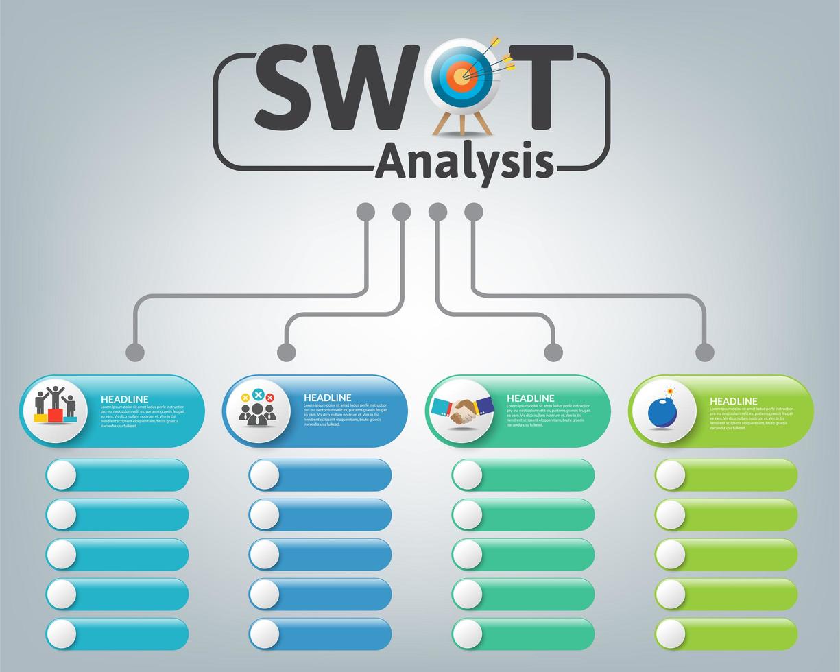 swot-analys affärsinfografik vektor