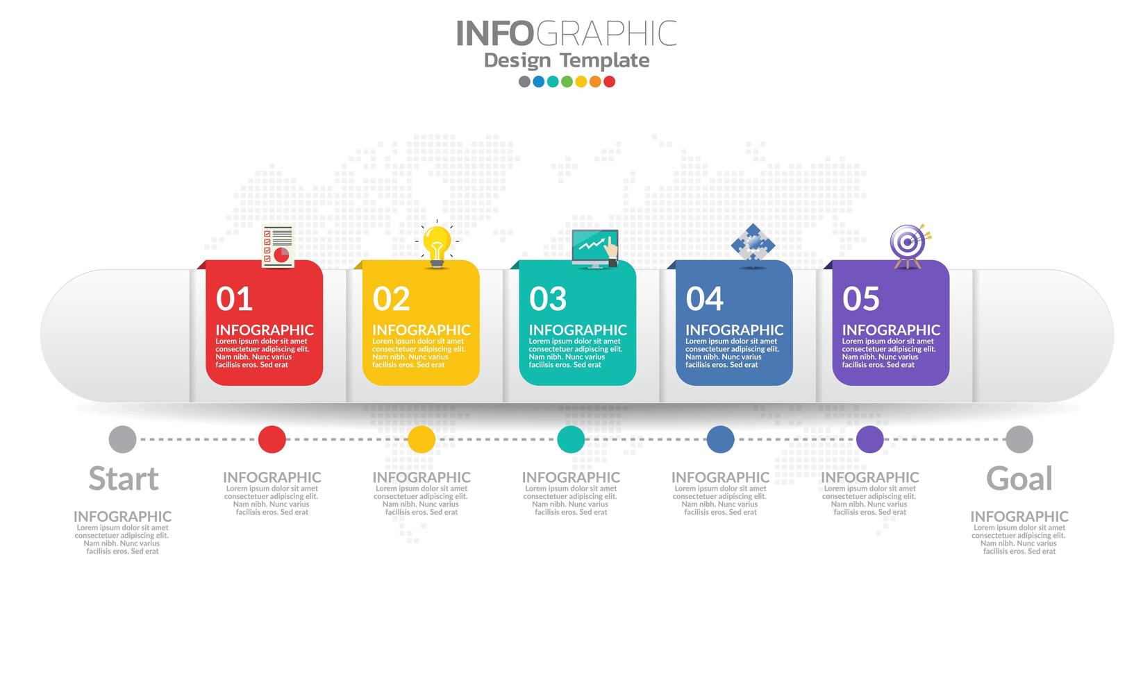 tidslinje infografisk mall med 5 element vektor