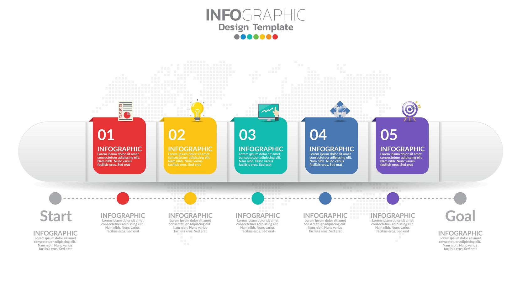 Timeline-Infografik-Vorlage mit 5 Elementen vektor