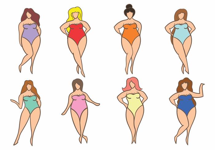 Einfach Frau Plus Size Icon Set vektor