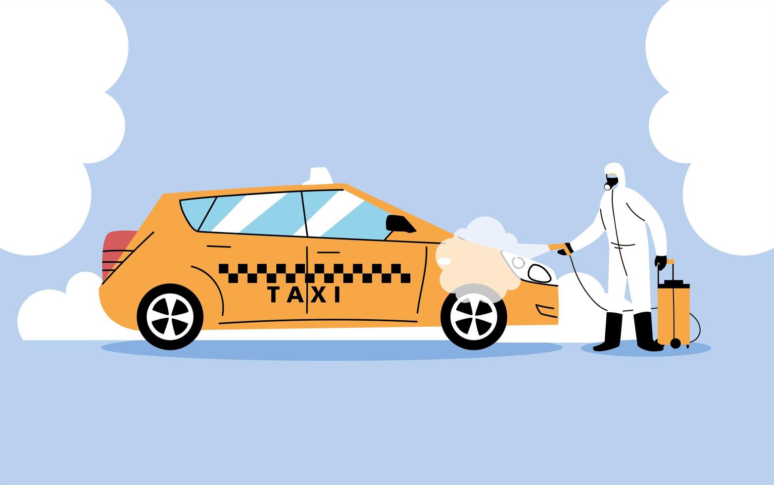 service taxi desinfektion med coronavirus eller covid 19 vektor