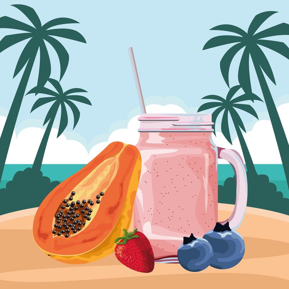 tropisk frukt och smoothiedryck vektor