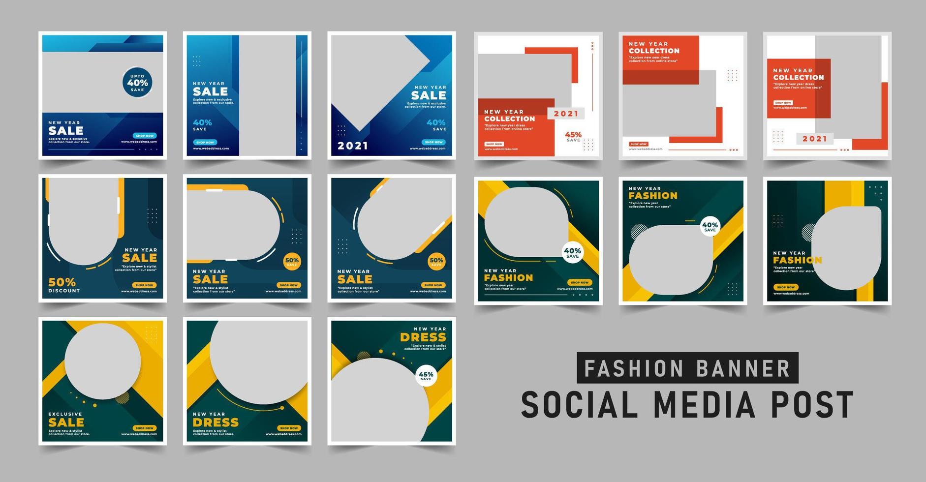 Shopping Sale Banner Social Media Post Template Set vektor