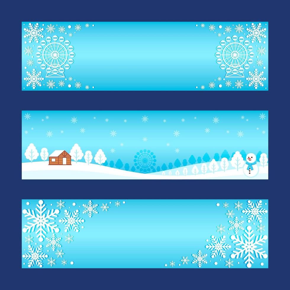 Farbverlauf blau Winter Wunderland Banner Set vektor