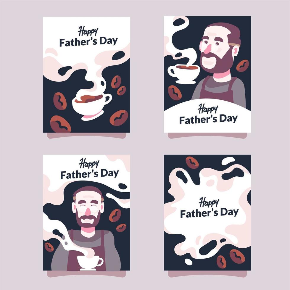 fäder dag kaffe inspirerade kortuppsättning vektor