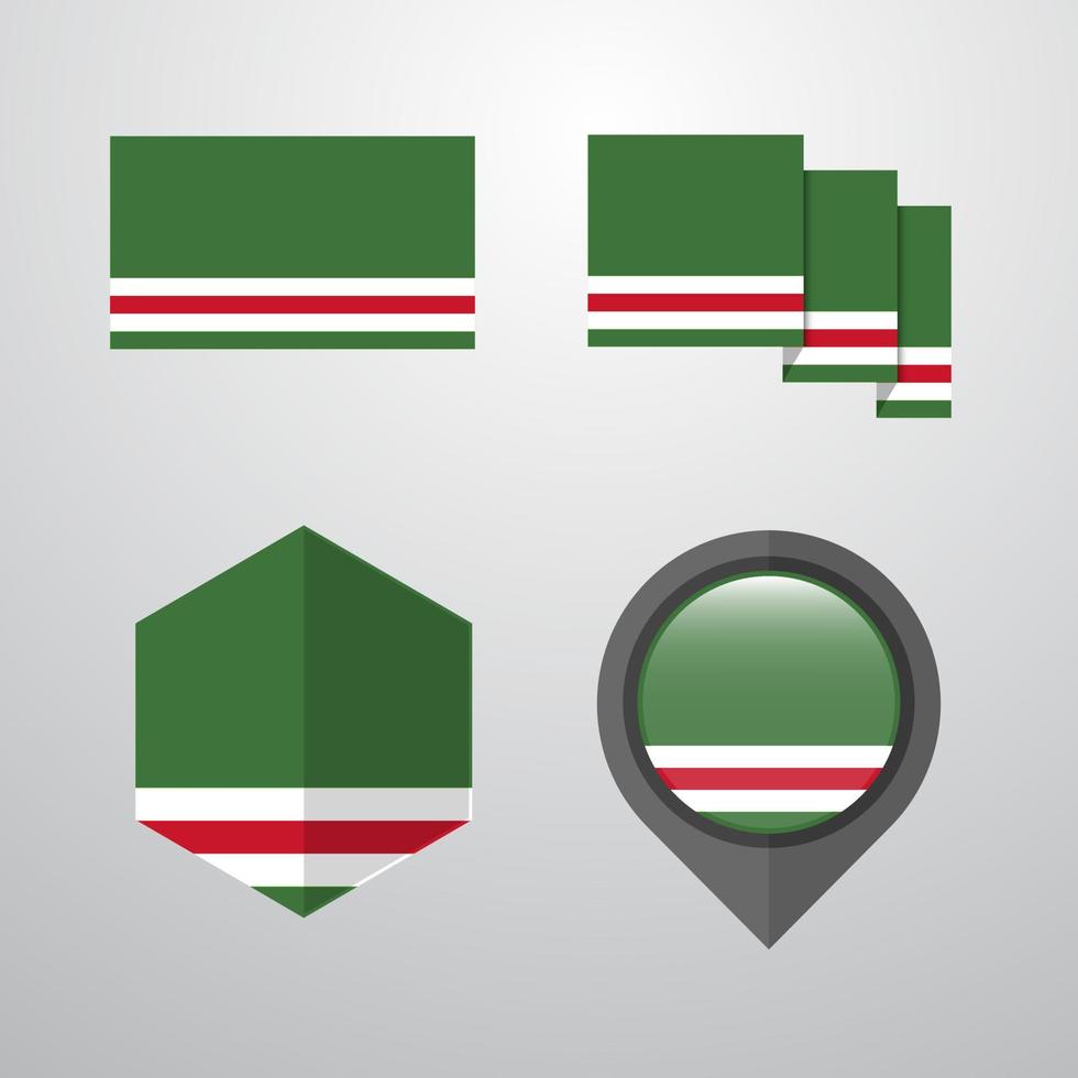 tschetschenische republik lchkeria flag design set vector