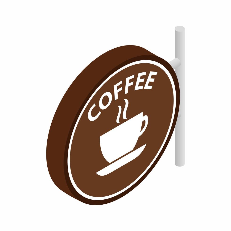 Kaffee-Schild-Symbol, isometrischer 3D-Stil vektor