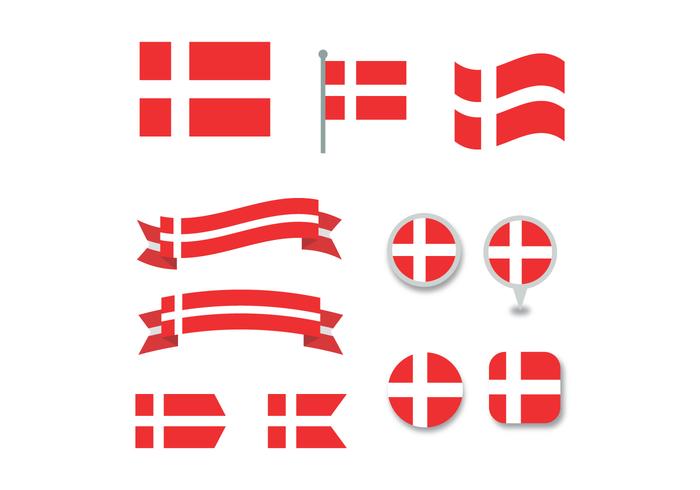 Set dänische Flaggen vektor