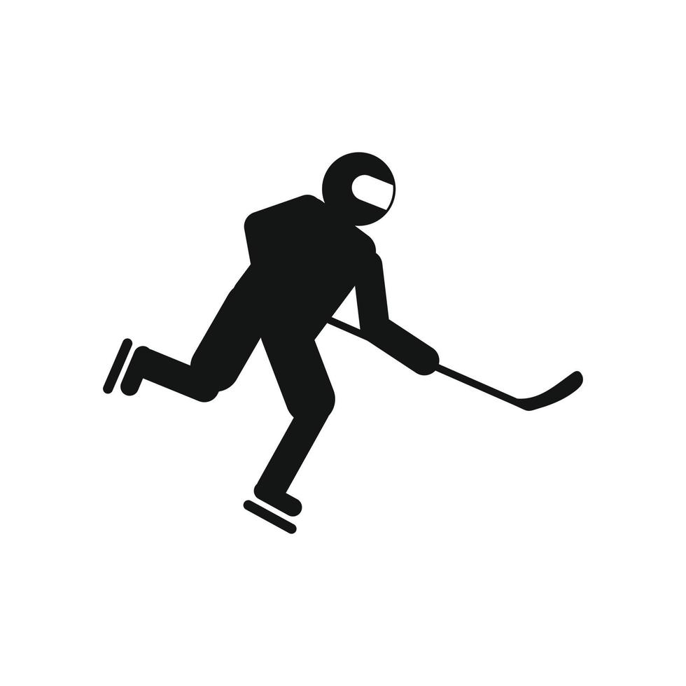 hockey spelare svart enkel ikon vektor