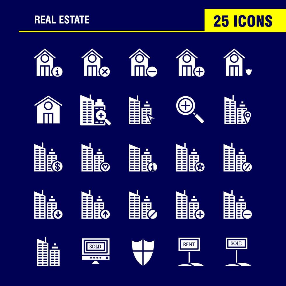verklig egendom fast glyf ikon packa för designers och utvecklare ikoner av verklig egendom hjälp Hem hus info verklig egendom vektor