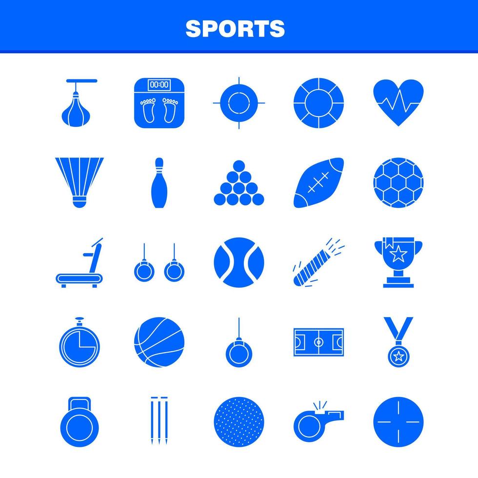 Solide Glyphen-Icons für Sport für Infografiken, mobiles Uxui-Kit und Druckdesign, einschließlich Gewichtheben, Gewicht, Sportspiele, Baseballschläger, Sport eps 10, Vektor