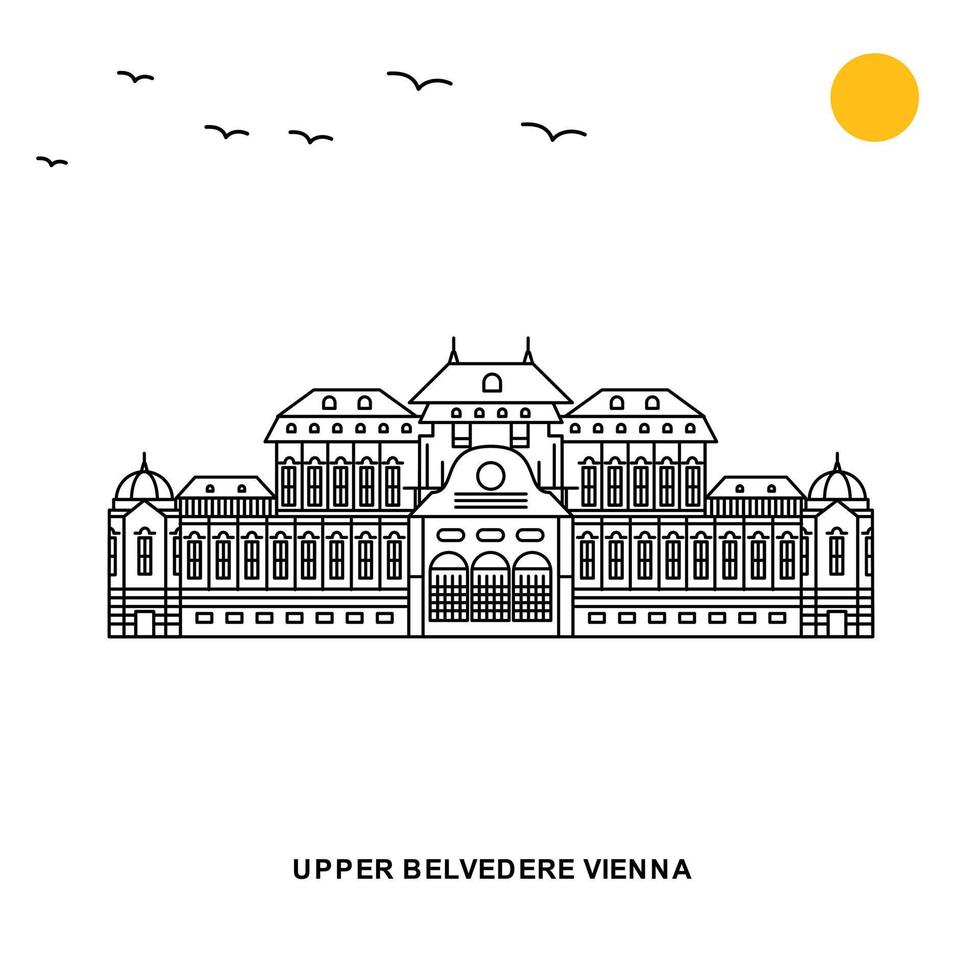 oberes belvedere wien denkmal weltreise natürlicher illustrationshintergrund im linienstil vektor