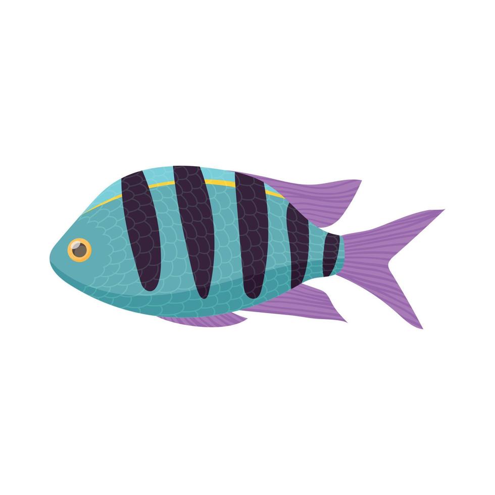 randig tropisk fisk ikon, tecknad serie stil vektor