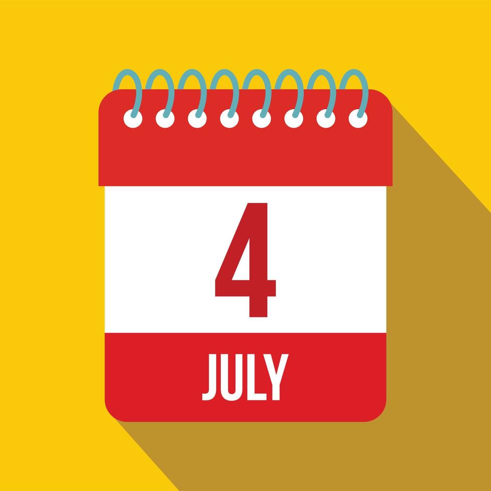 4. juli kalender, unabhängigkeitstag usa flache symbol vektor